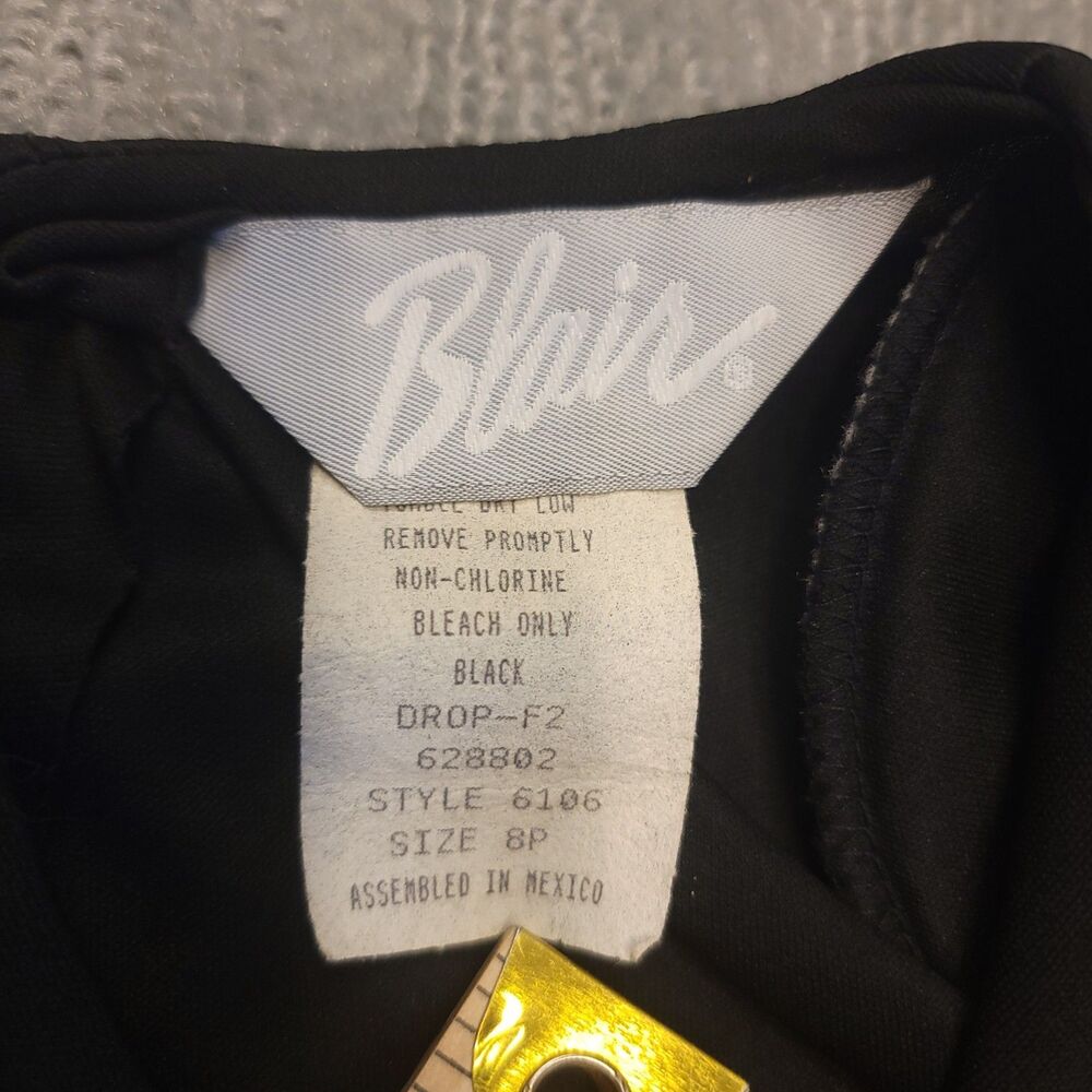 Blair Womens 8P Dress Black Stretch Waist 3/4 Sleeve Pullover  Vintage - Picture 3 of 7